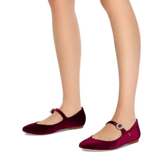 Revolve Larroude Blair Ballet Flat In Wine Velvet - Picture 4 of 11
